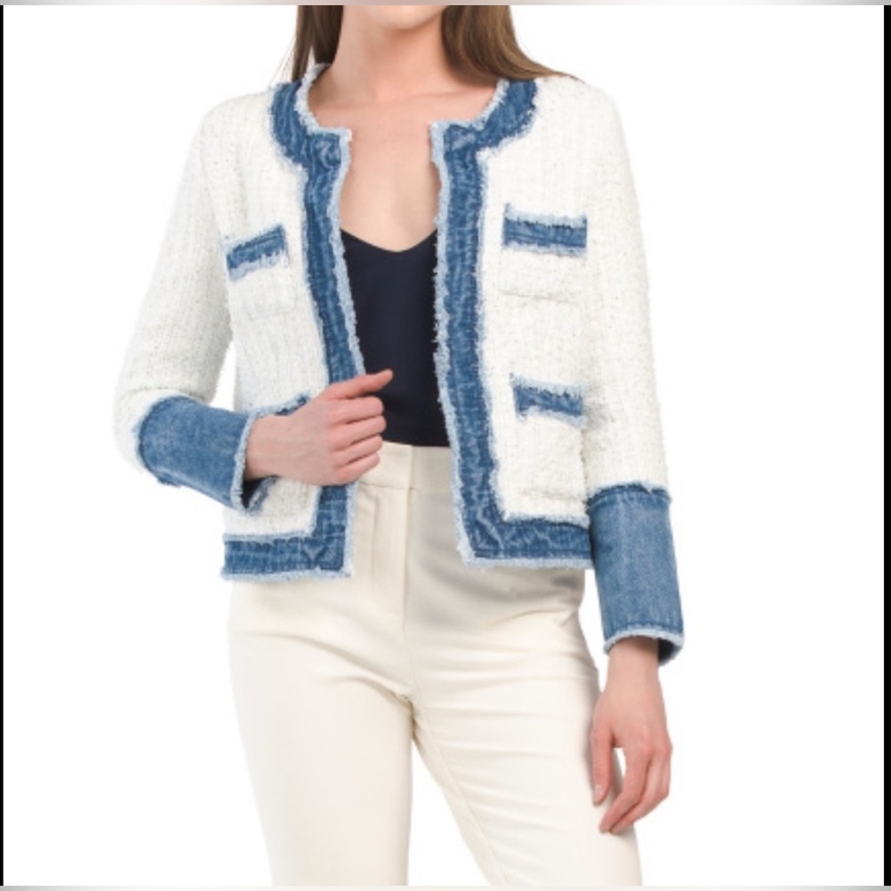 NANETTE NANETTE LEPORE denim trimmed Boucle Jacket - Picture 2 of 3